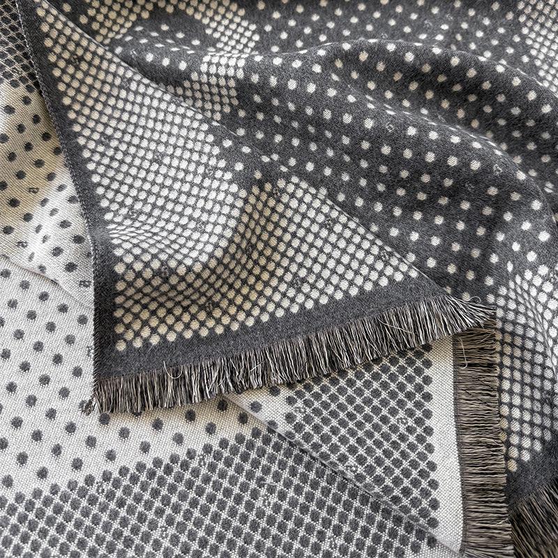 Swing and Winter Bird Grid Polka Dot Printing Simple High-end Women's Imitation Cashmere Scarf with Shawl Scarf