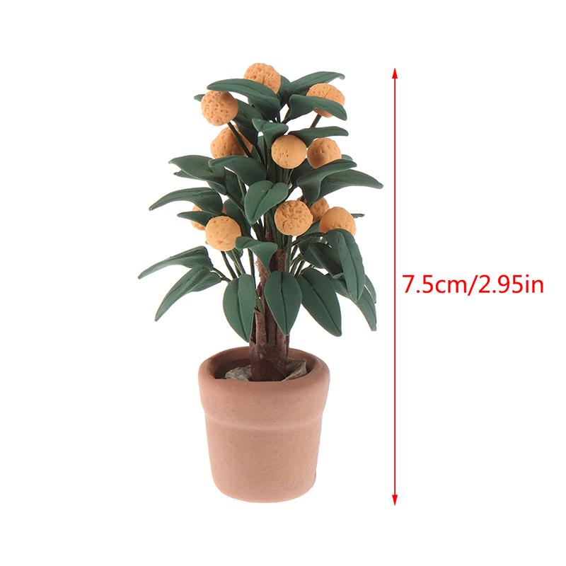Dollhouse 1:12 Miniature Rose Tulip Hyacinths Sunflower Fruit Tree Potted Green Plant Flower Tree Plants Bonsai Model Home Decor