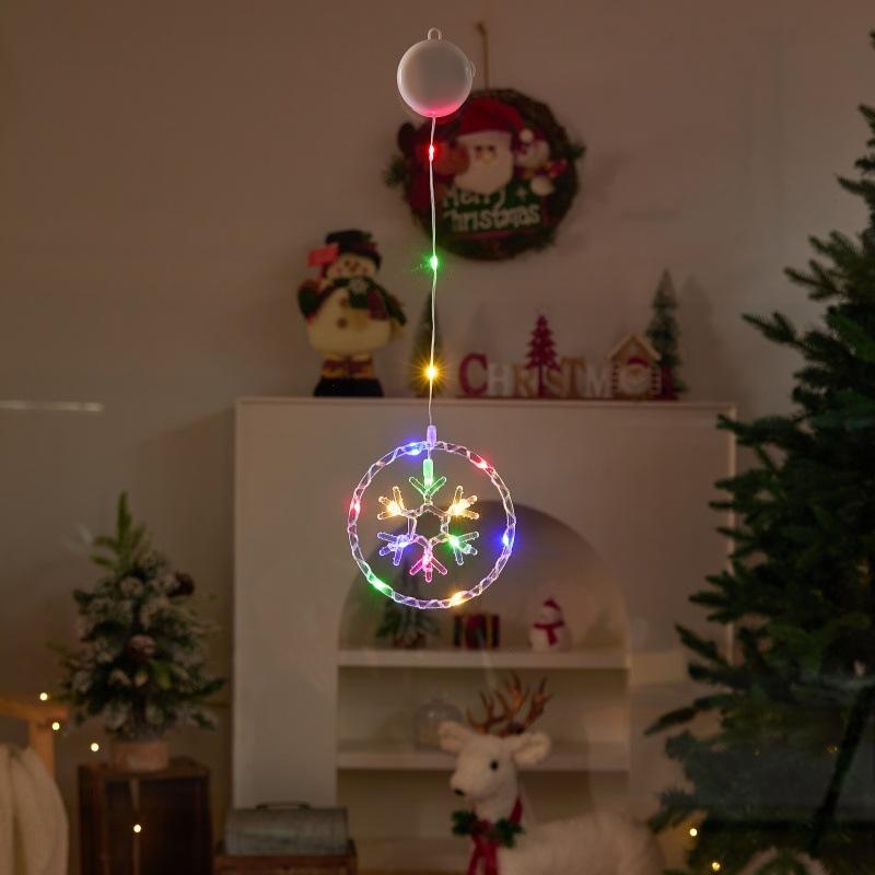 LED Christmas Decorative Lights Hanging Lights Window Holiday Decoration Ambience Remote Control Battery Box Circular String Lights