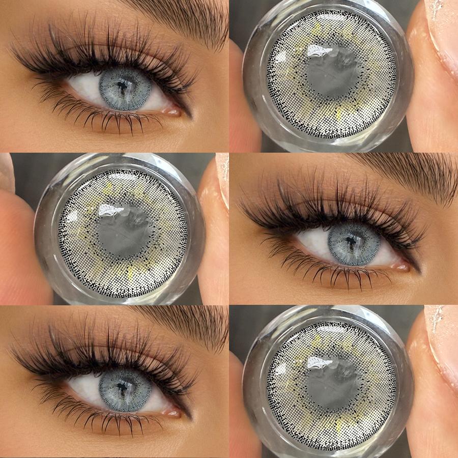 FreshLady Gray Brown Colored Contact Lenses 2pcs 14.2mm Yearly Soft Natural Beauty Pupils for Daily & Party Makeup