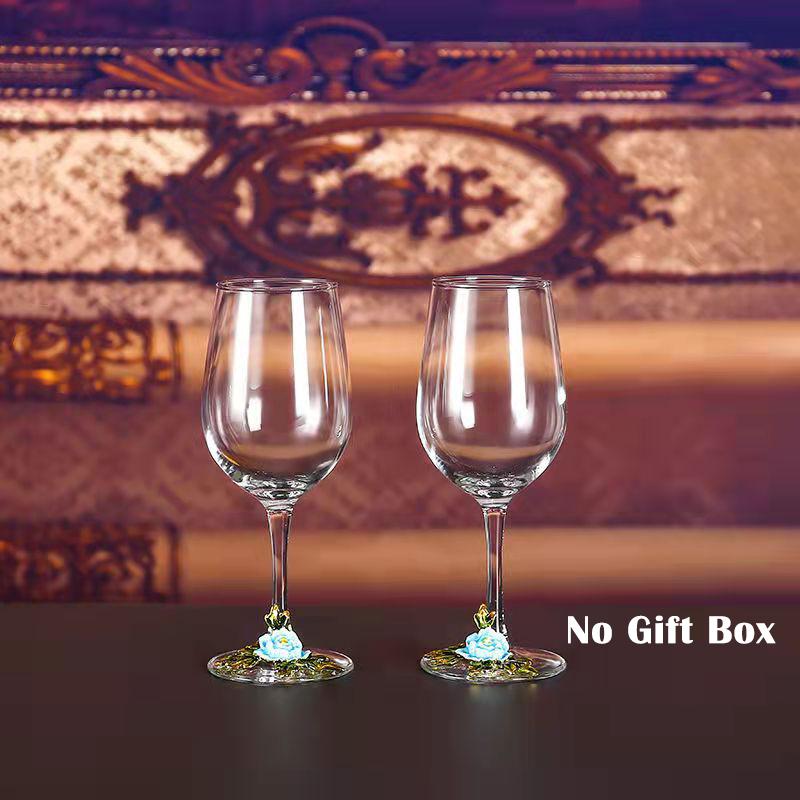 Superior Enamel Peony Glass Crystal Champagne Cup Set Goblet Glasses Glasses of Wine Wineglass Luxury Glass Cups Vintage Whiskey