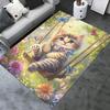Office Carpet Cute Kitten Swing with Flowers and Butterflies Perfect for Sofa Protection Und