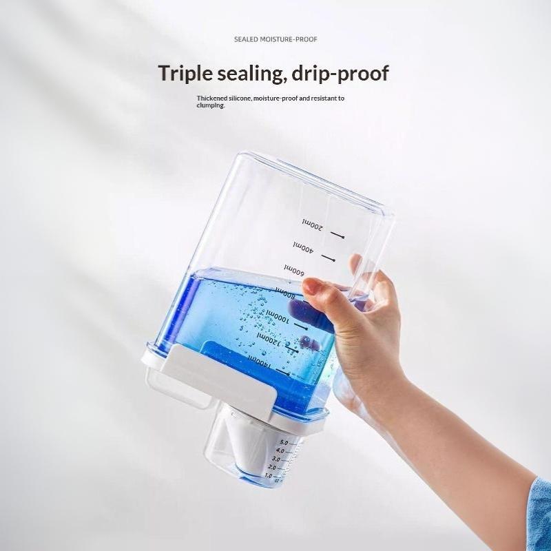 Airtight Laundry Detergent Dispenser Easy to Clean Clear Washing Powder Liquid Holder with Lid for Household Laundry Organization