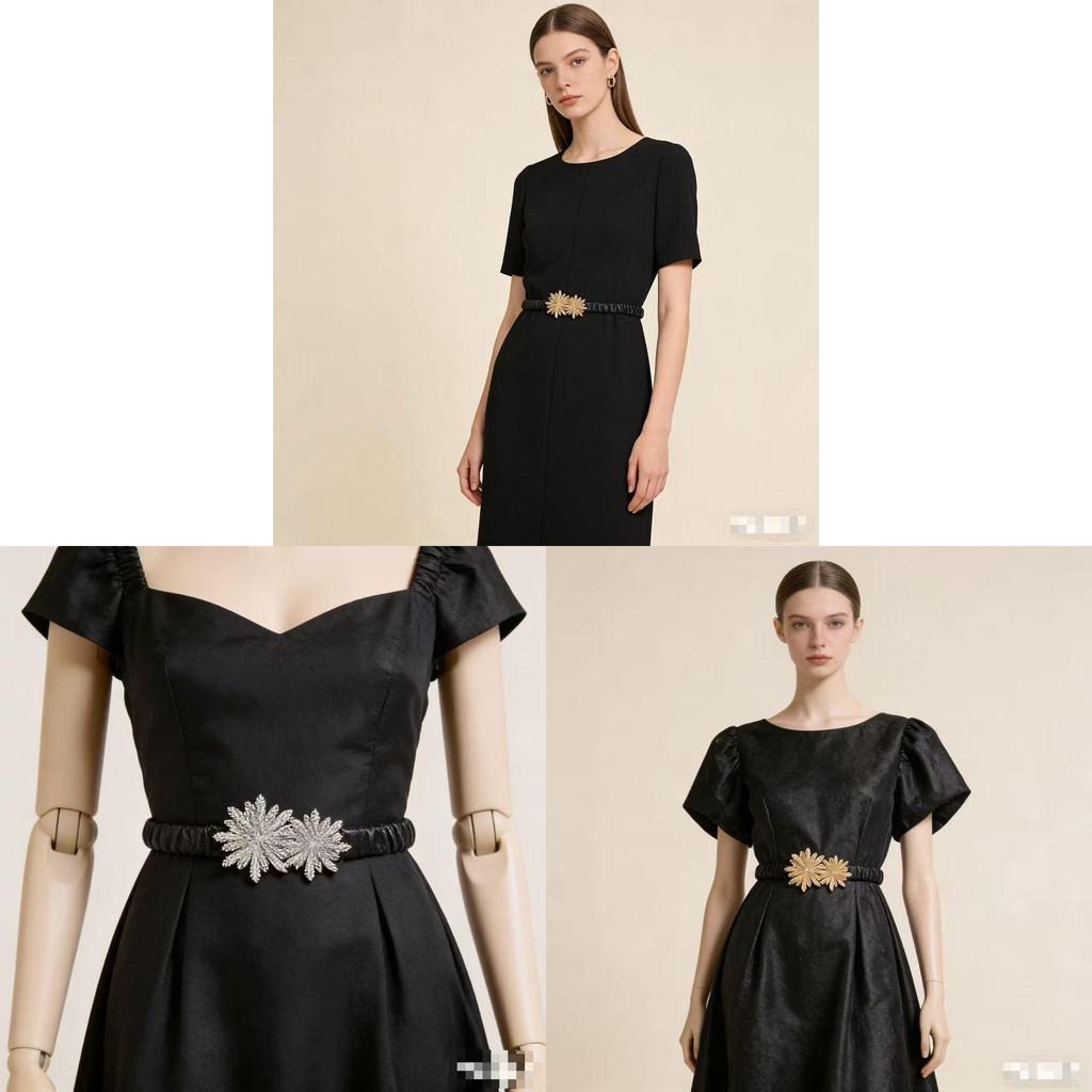 Stylish Metal Snapon Waist Chain Belt For Dresses And Jackets With Floral Design