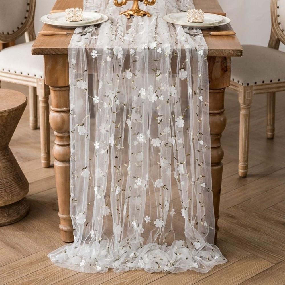 Polyester Tulle Table Runner 70x300CM Sheer Table Cover For Table Decoration