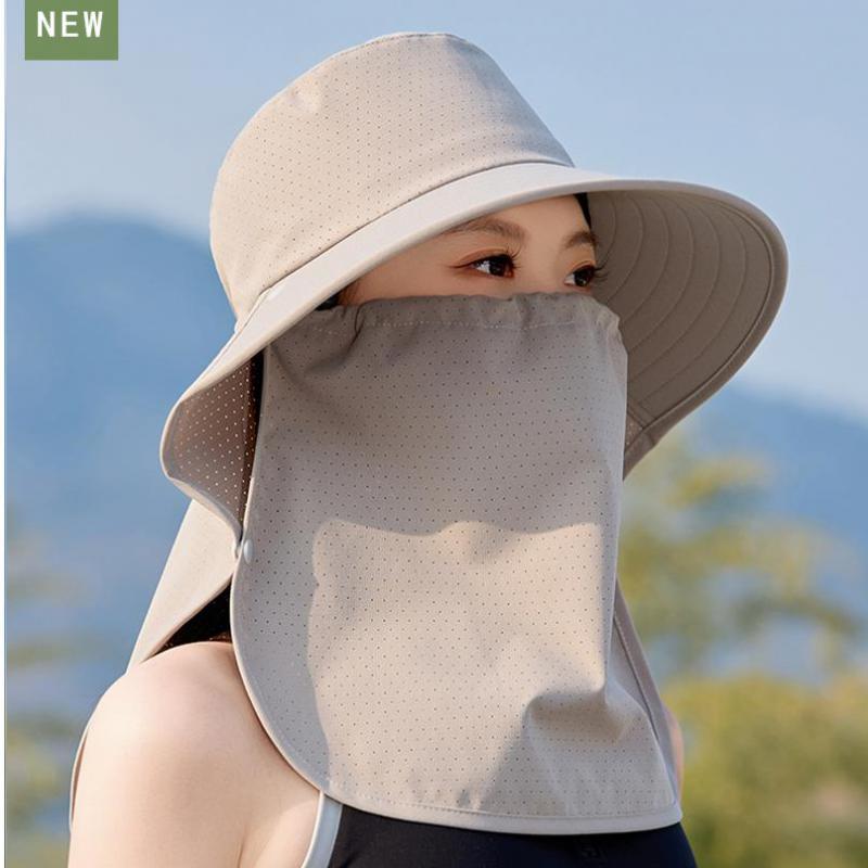 Pălării de vară pentru femei Pălărie de soare cu mască șal Respirabilă Multifuncțională Protecție solară în aer liber Pălărie de soare Șapcă de plajă Nou