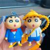 Crayon Shinchan Figure Toys Keychain Cute Cartoon PVC Doll Colorful Strap Bag Decor Backpack Ornament Party Favor Gifts for Girl
