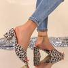 High Heel Sandals for Women Leopard Print Design Cool Slipper Summer Square Head Open-toe High-heeled Slippers Women Mules Pumps
