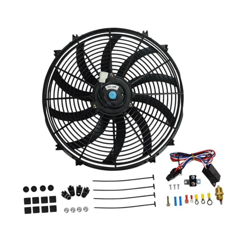 Universal 12V Electric Radiator Cooling Fan Replacing Thermostat Control Set Easy Installation 3000CFM 16 Slim Fan Push Pull