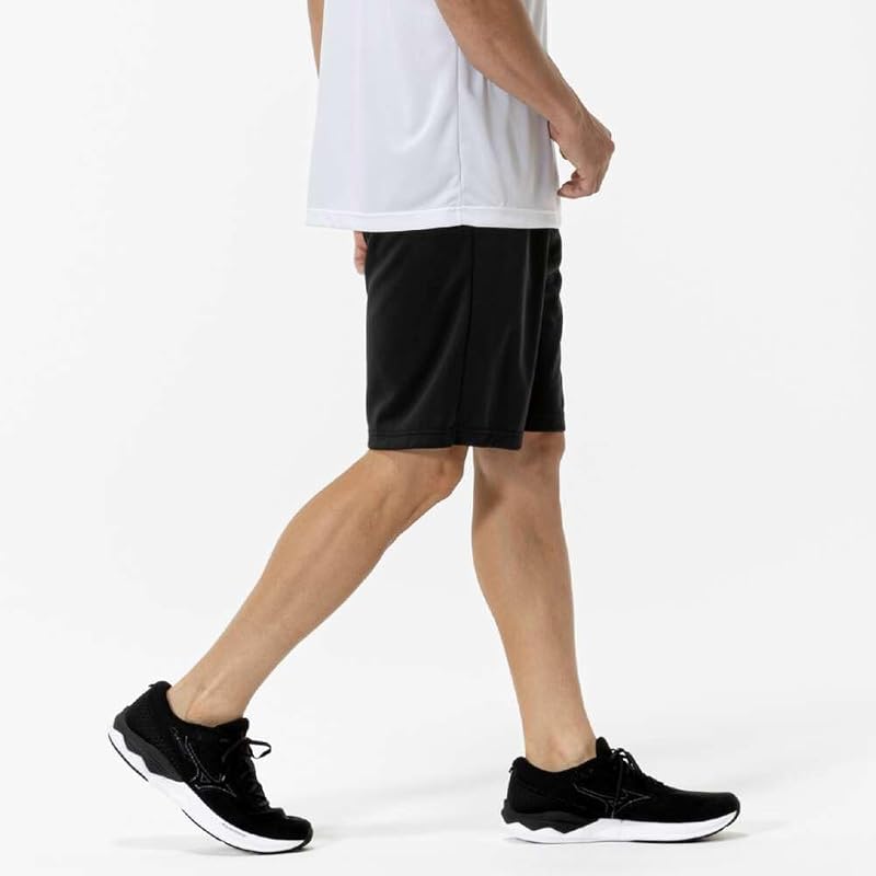 Navidry Training Wear Knit Half Pants, Shorts, Sweat-wicking, Quick-drying, UV Protection (UPF15), 32MDC190, Men's, Black/Silver, Size L