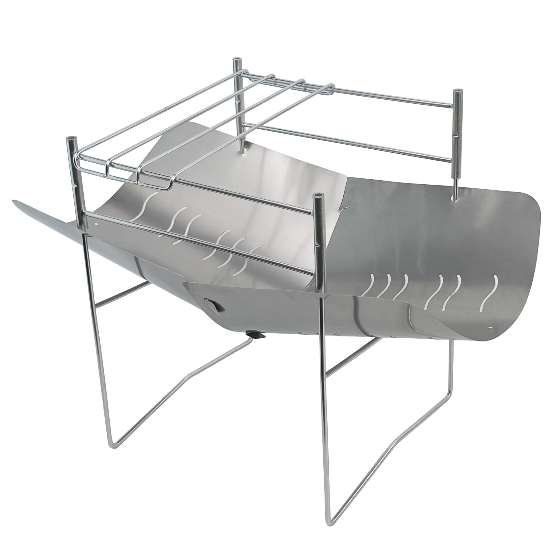 

Titanium Fire with Grates and Storage Ideal for Solo Mountain and Bike A4 Size Pit/Bonfire Stove, Lightweight, Compact, Durable, Bag, Camping,