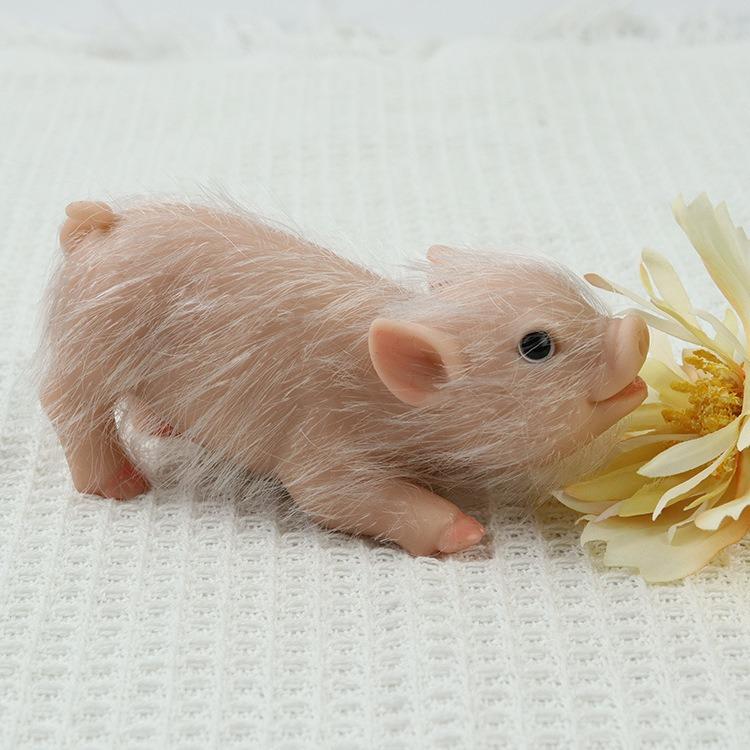 Miniature Reborn Pet Pig Doll Environmental Friendly Soft Silicone Pinch Music Piglet Rebirth Doll Cute Cartoon Piggy Baby Doll Kid Stress Relief Toys