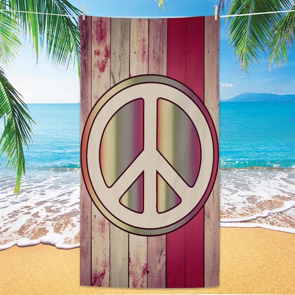 Boho-Stil und Friedenssymbol, Strandtücher aus ultrafeiner Faser, Strandurlaubsfotos, Dekorative Handtücher, Schalhandtücher