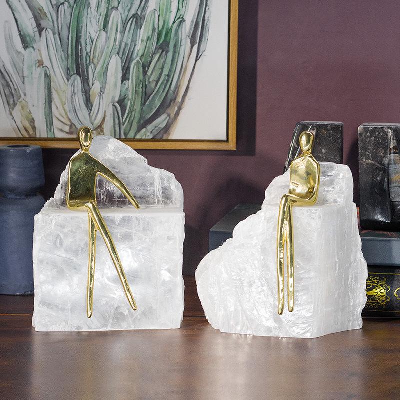 Minimalist Copper Abstract Figure Transparent Plaster Desktop Ornament for Living Room Decor