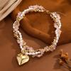 Women Fashion Multi Layer Wrapped Exaggerated Heart Pendant Clavicle Necklace