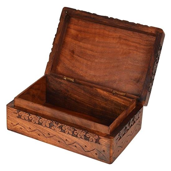 Wooden Jewelry Box For Women 20.32cm Jewelry Organizer Square Wood