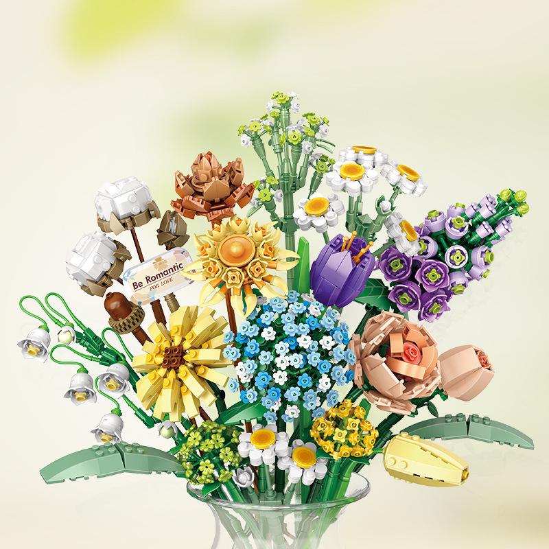 LOZ DIY Building Blocks Flower Bouquet - Tulip & Rose: Ideal Birthday Gift or Home Decor.