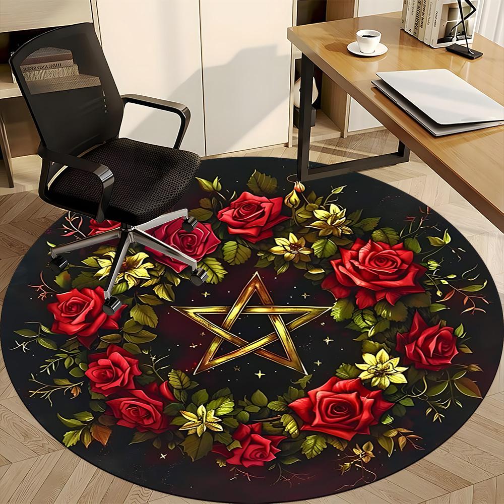 1pc Floral Star Decoration Chair Carpet for Office, Soft Comfortable Mat For Office, Living Room, Bedroom, Machine Washable Carpet yy251112044