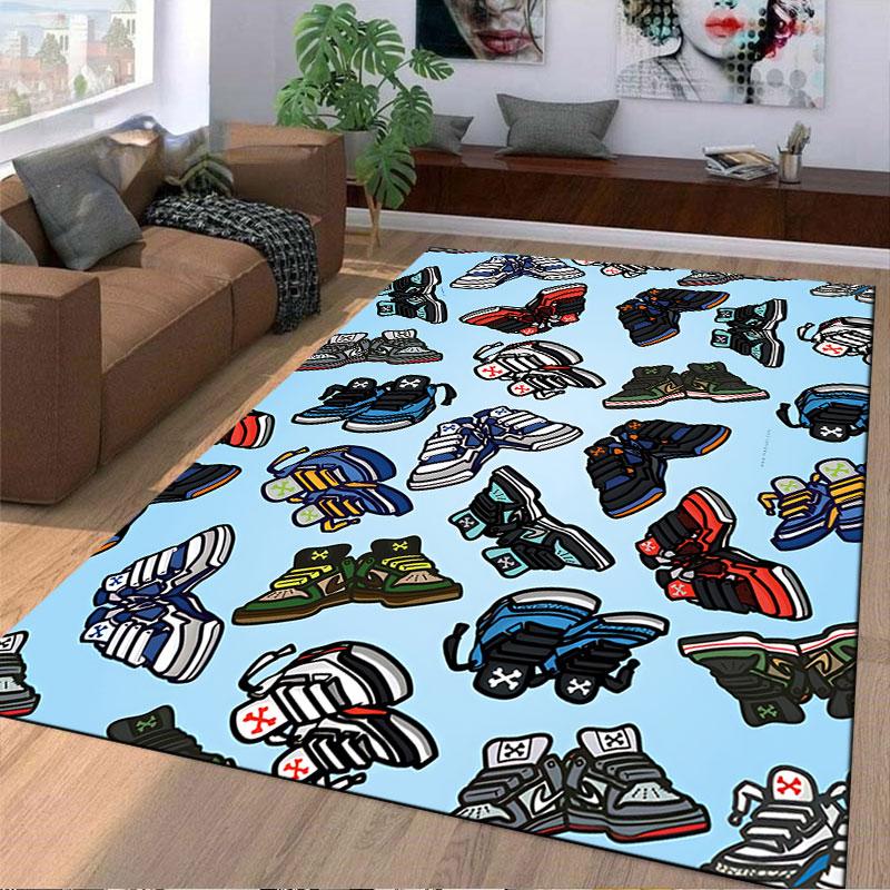 Sneaker Pattern Cartoon Carpet Suitable As a Non-slip Mat for the Living Room or Bedroom Sofa