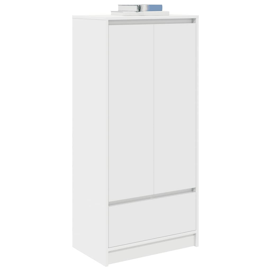 White Cabinet with Drawer 55.5 x 34 x 119.5 cm Engineered Wood