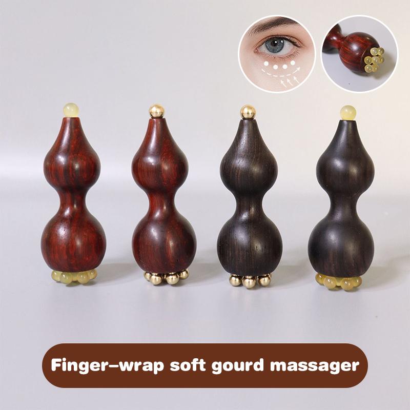 Facial Massager Point Massage Stick Calabash Shaped Brass Skincare Sandalwood Gua Sha Tool For Face And Eye Area