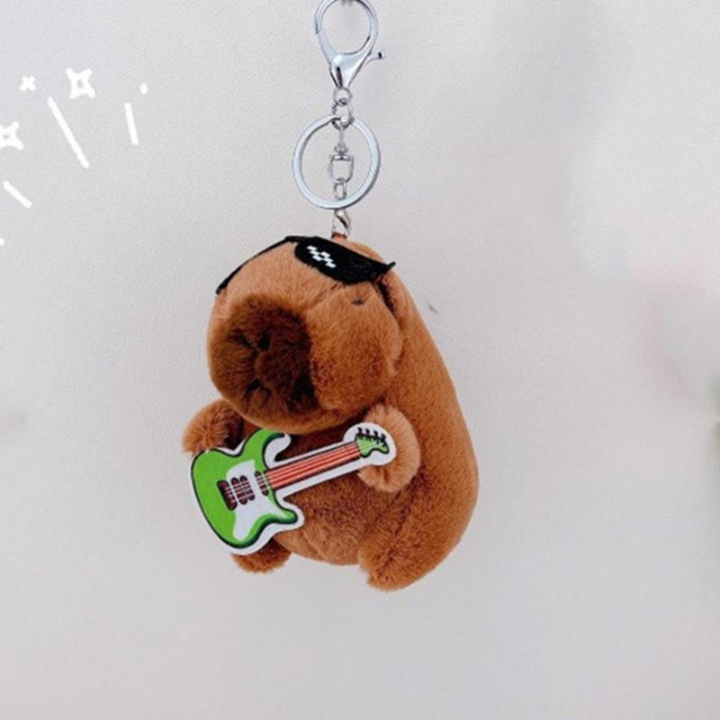 New Kapibala Capybara Keychain Car Couple Backpack Pendant Cute Pink Hamburger Capibala Capybara Plush Keychain Doll