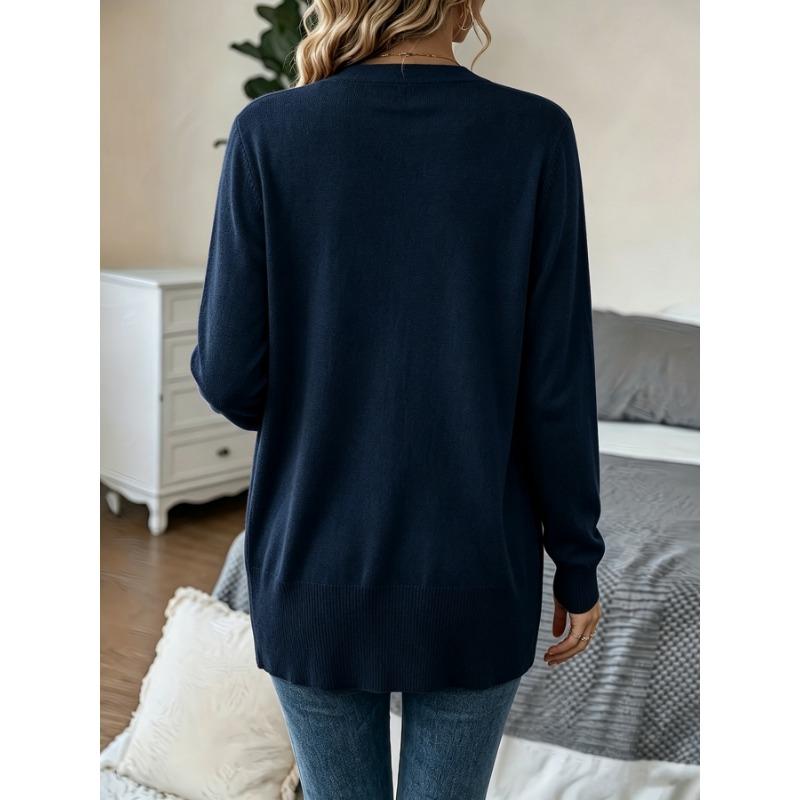 Women S Mid Length Long Sleeve Knit Cardigan Single Breasted Daily Outerwear