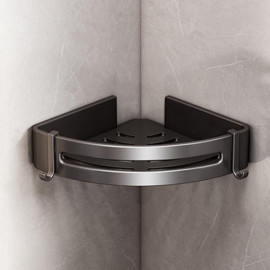 Storage Rack Aluminum Alloy Metal Body Corrosion-Resistant Corner Shelf Wall-Mounted Triangular Design Kitchen Bathroom Shelf