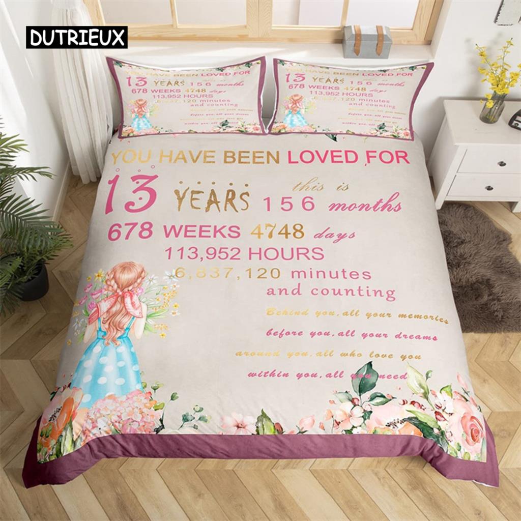 Copripiumino Calendario di Compleanno Set Biancheria da Letto Buon Compleanno Feste Microfibra Regali di Compleanno Copripiumino King Full Per Ragazzo Ragazza