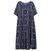 Abiti Cotone Lino Taglia Forte Stampa Fiori Vintage Abbigliamento Autunnale Donna Casual Largo Lungo Abito Estivo