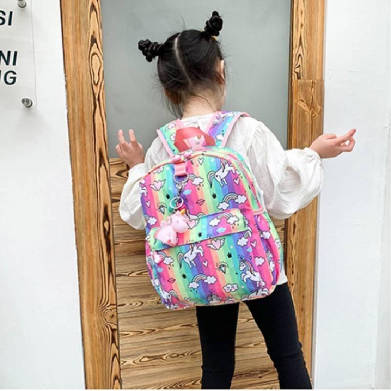Cute Cartoon Pattern Cotton Canvas Princess Backpack For Teenage Girls Outing School Bag