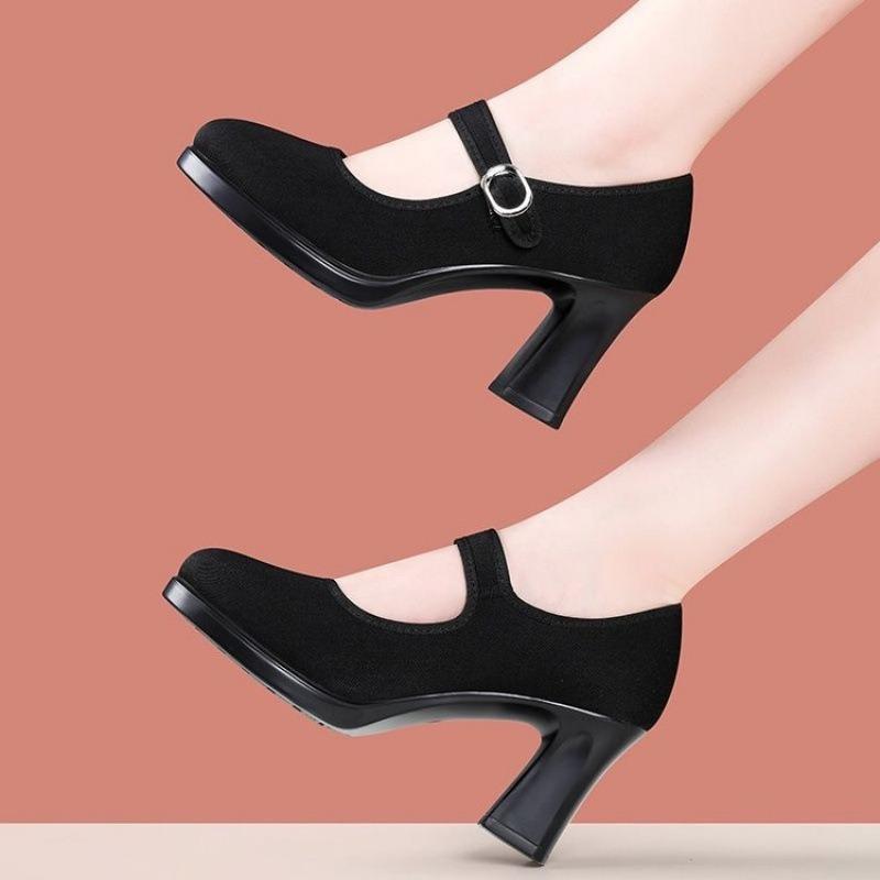 Fashion Classic Women Shave Pumps Spring Buckle Strap Increasing Heightening Casual Shoes Fashion Dress Round Toe High Heels Women Shoes
