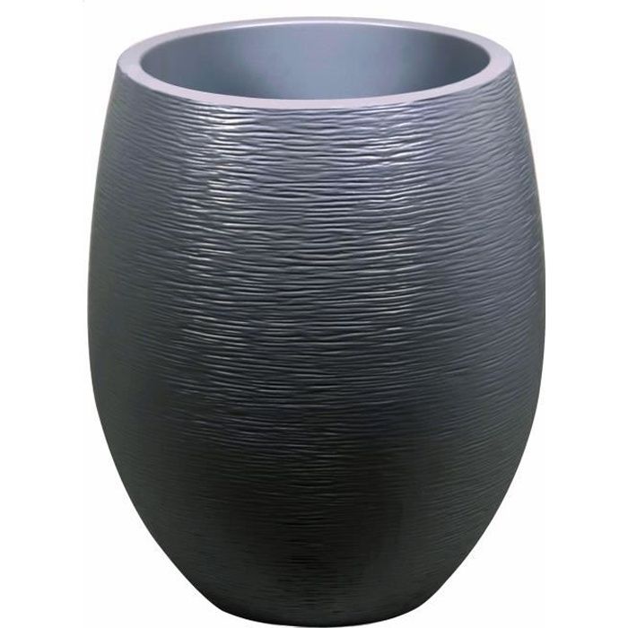 Round Egg Flower Pot Ø 50cm - EDA - Graphite - 53 L - Ø 50 X H. 53 Cm - Anthracite Grey
