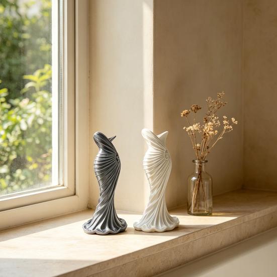 3D Printed Fishtail Dress Vase, Decorative Plastic Flower Vase, Flower Holder Container for Home Office Living Room Table Centerpiece