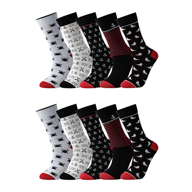 10 Pairs Men's Socks Cotton Business New Fashion Funny Sock With Print Animals Cartoon Middle Sock Male Casual Dresses Clothing
