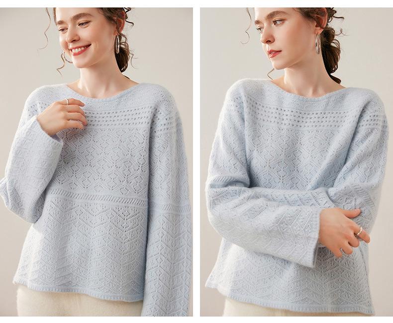 2026 Spring/Fall Thickened Cashmere Hollow Round Neck Knitted Sweater - Versatile Red Crochet Base Layer