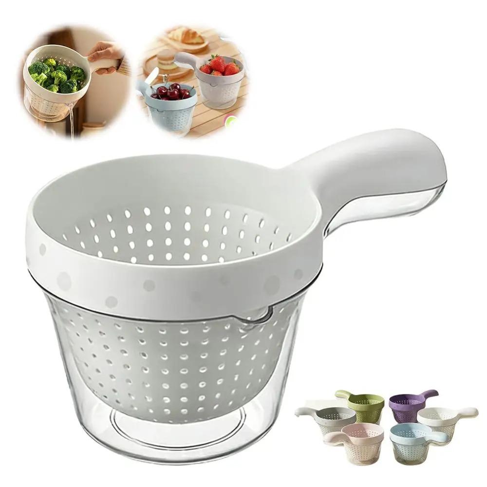 2-in-1 Fruit Cleaning Basin Double Layer Vegetable Drain Basket Portable Kitchen Drain Basket