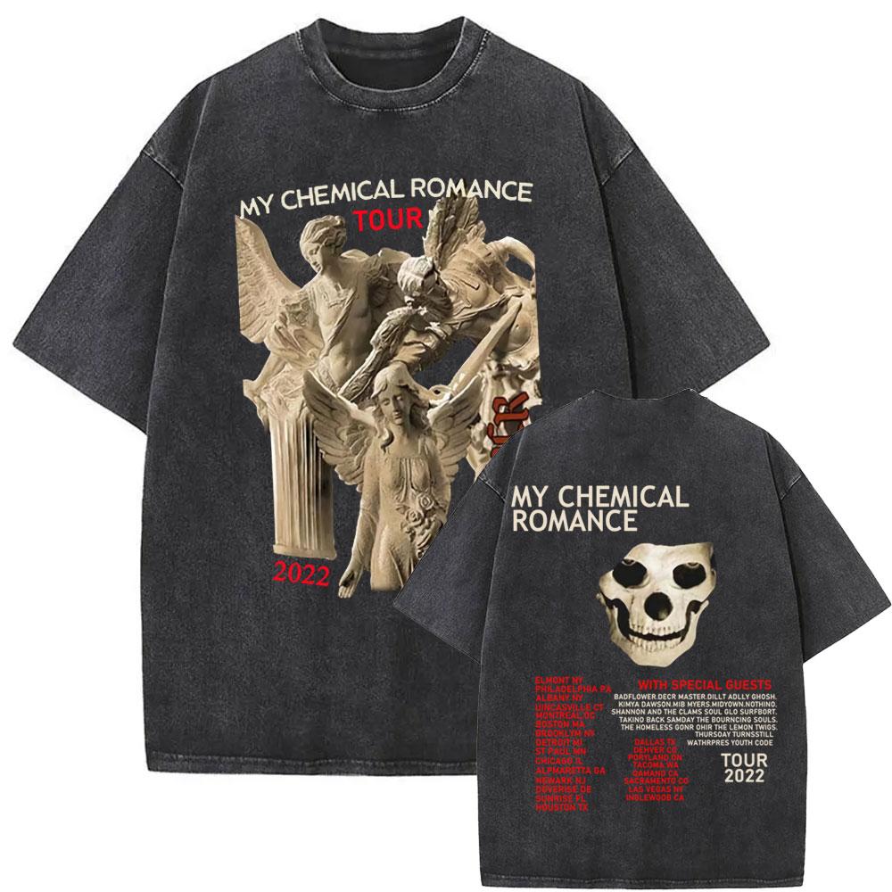 Washed Vintage Rock Band My Chemical Romance The Black Parade Tour 2026 T-shirt Men Women Fashion Punk Emo Oversized T Shirts