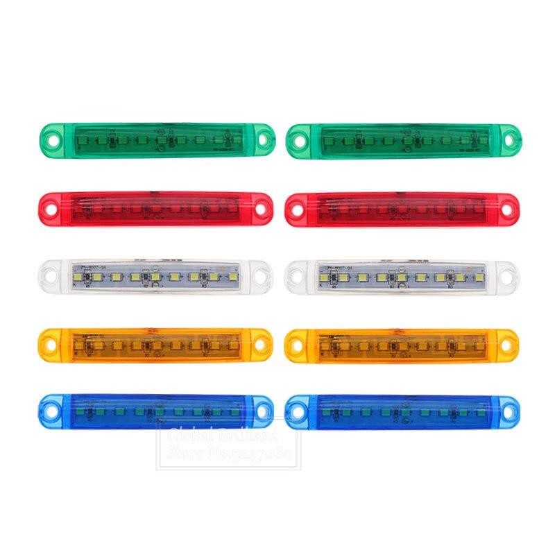 2x 9LED White+Amber+Red+Green+Blue 24V Waterproof Lights Side Marker Light Tail Indicator Parking Lamps Bus/Truck/Trailer/Truck