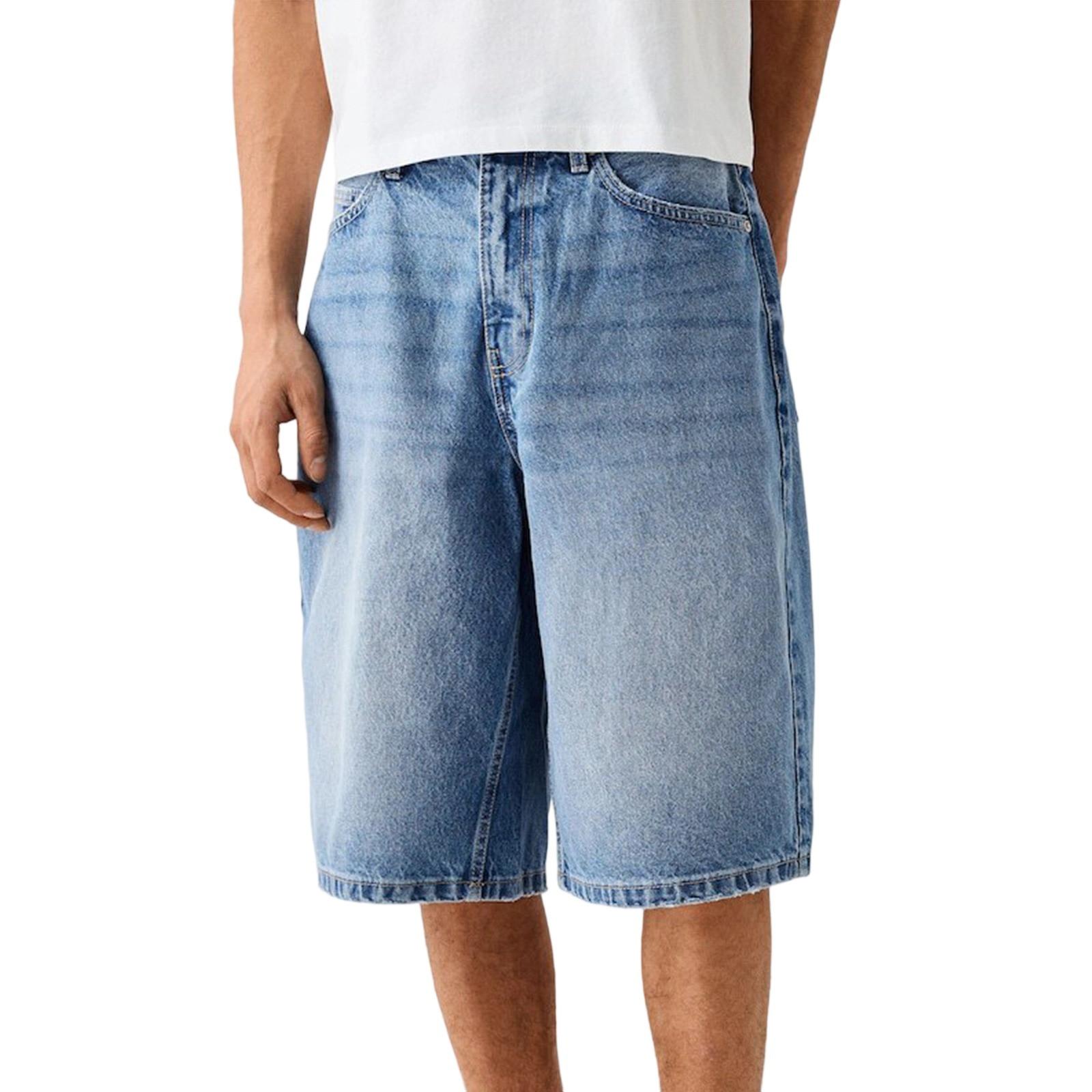 

Чоловічі літні повсякденні шорти вінтажна мода джинсові шорти M синій