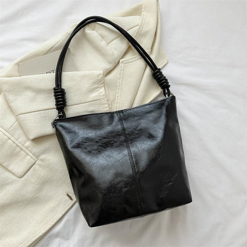 

Ladies Bag Shoulder Handbag Crossbody Bag Pu Bucket Bag Portable Fashionable чорний