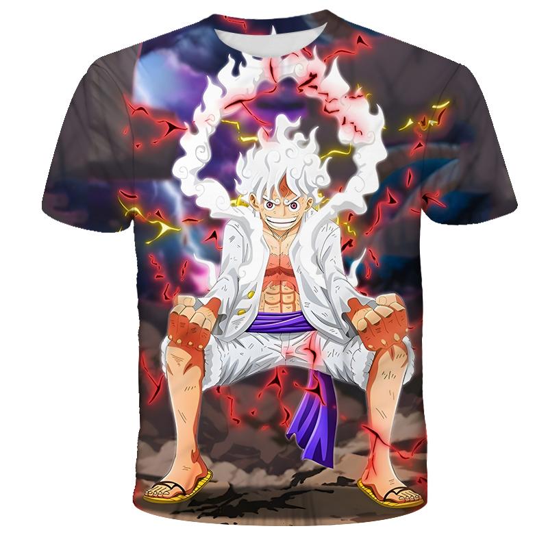 Anime One Piece Luffy Boy T-shirt CosPlay Short Sleeve Mens Cartoon Men's Top Loose Breathable Men's Casual Clothing