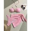 Women's Bikini 3pcs Set Beach Sexy Split Swimsuit Set Adult Fitness Swimming Hot Spring Strapless Swimsuit Triangle Swimsuit