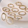 Rock Metal Geometric Round Punk Ring Set Open Index Finger Accessories Buckle Joint Tail Ring Women's Jewelry