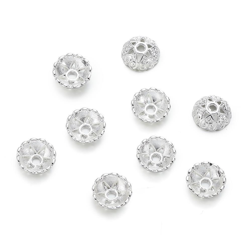 50pcs 5 Sizes Alloy Flower Beads Cap Flowers Connector for Bracelet Necklace Jewelry Making Accessories