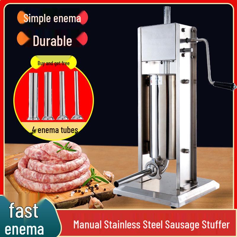 Stainless Steel Manual-Commercial Sausage Stuffer & Auto-Fill Machine for Cured, Ham, and Meat Sausages