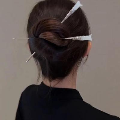 Vintage Hair Stick for Women Chinese Style Hairpin Ethnic Imitation Hotan Jade Alloy Chopsticks Pin Girls Hair Accessorie Jewelr