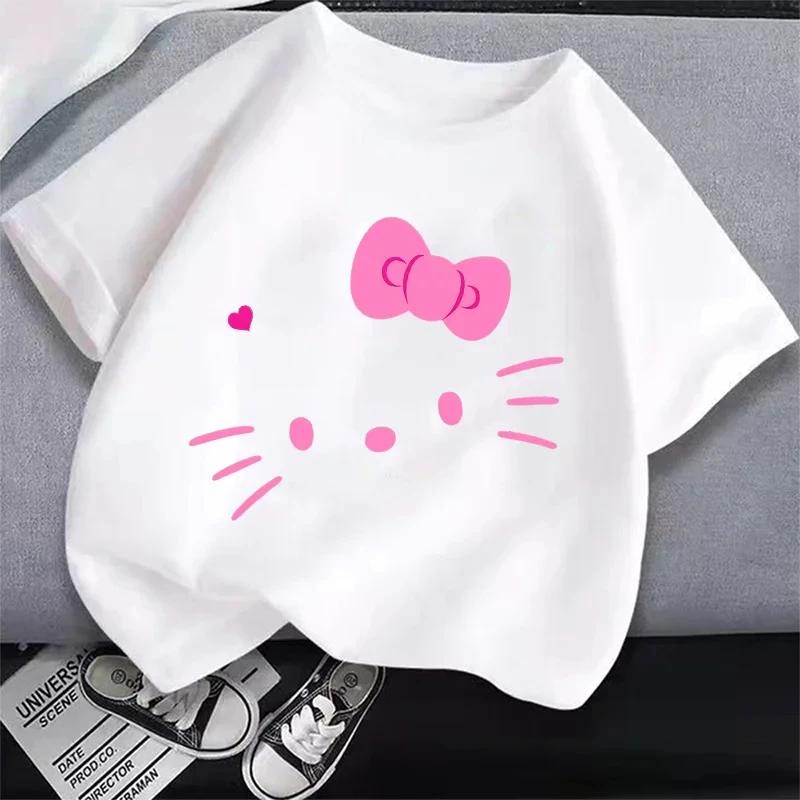 

2025 Футболка MINISO Детская одежда Аниме Футболка для девочек Мультяшная Мелодия Куроми Летний Милый Топ Хлопок Детская с коротким рукавом 130