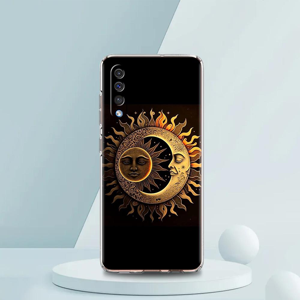 Moon Sun Transparent Phone Case for Samsung Galaxy A16 A14 A12 A22 A24 A42 A02 A03S A06 A50 A70 A20 A30 A40 Soft Cover