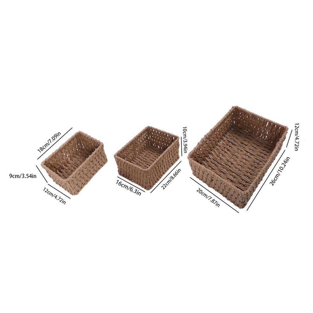 3Pcs Storage Basket Set Stackable Decorative Woven Storage Baskets Desk Organizer for Home Kitchen Living Room Bathroom